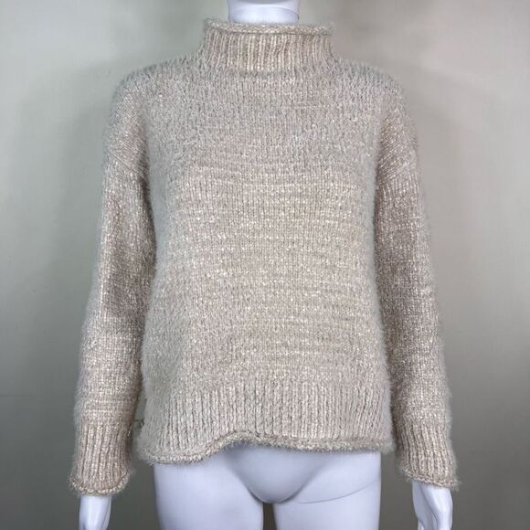 Rachel Zoe Mock Neck Fuzzy Sweater in Oatmeal - Picture 1 of 14